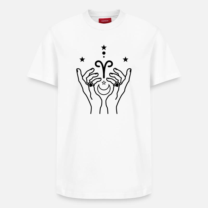 Widder Tierkreis-Astrologie - Relaxed Unisex Supima Cotton T-Shirt – von SPREAD - Weiß