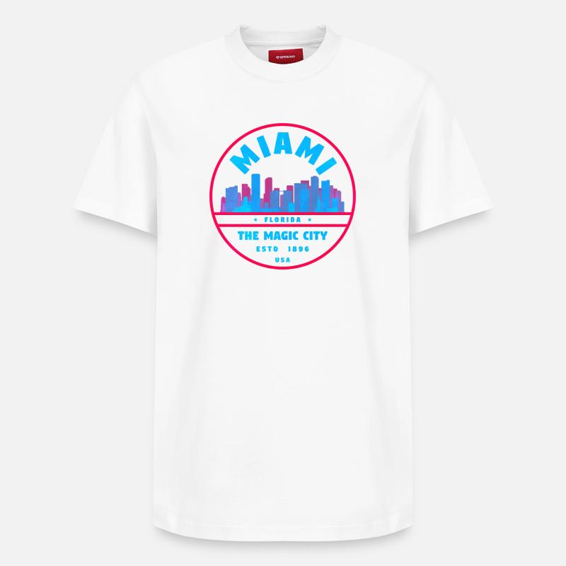 Miami États-Unis - T-shirt unisexe décontracté en coton Supima – de SPREAD - blanc