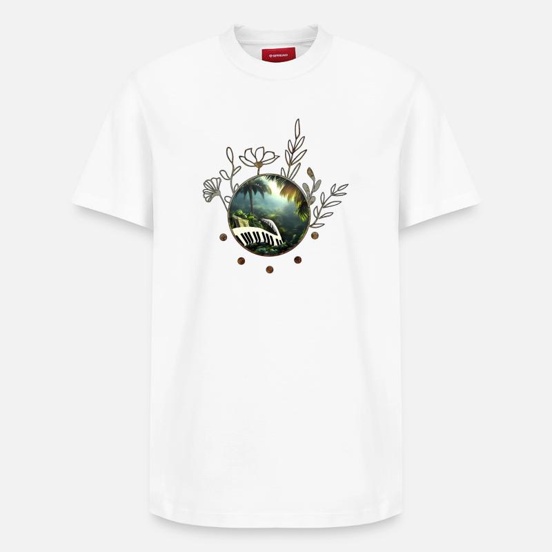 Piano dans la jungle - T-shirt unisexe décontracté en coton Supima – de SPREAD - blanc