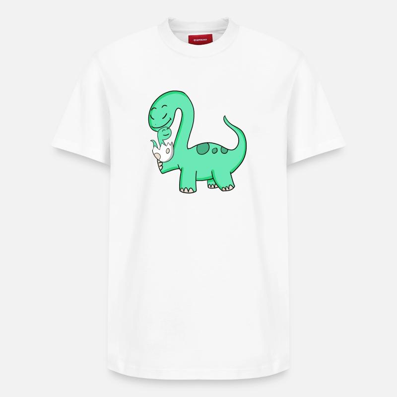 Dinosaure avec bébé dinosaure - T-shirt unisexe décontracté en coton Supima – de SPREAD - blanc
