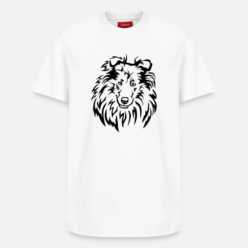 Collie Kopf - Relaxed Unisex Supima Cotton T-Shirt – von SPREAD - Weiß