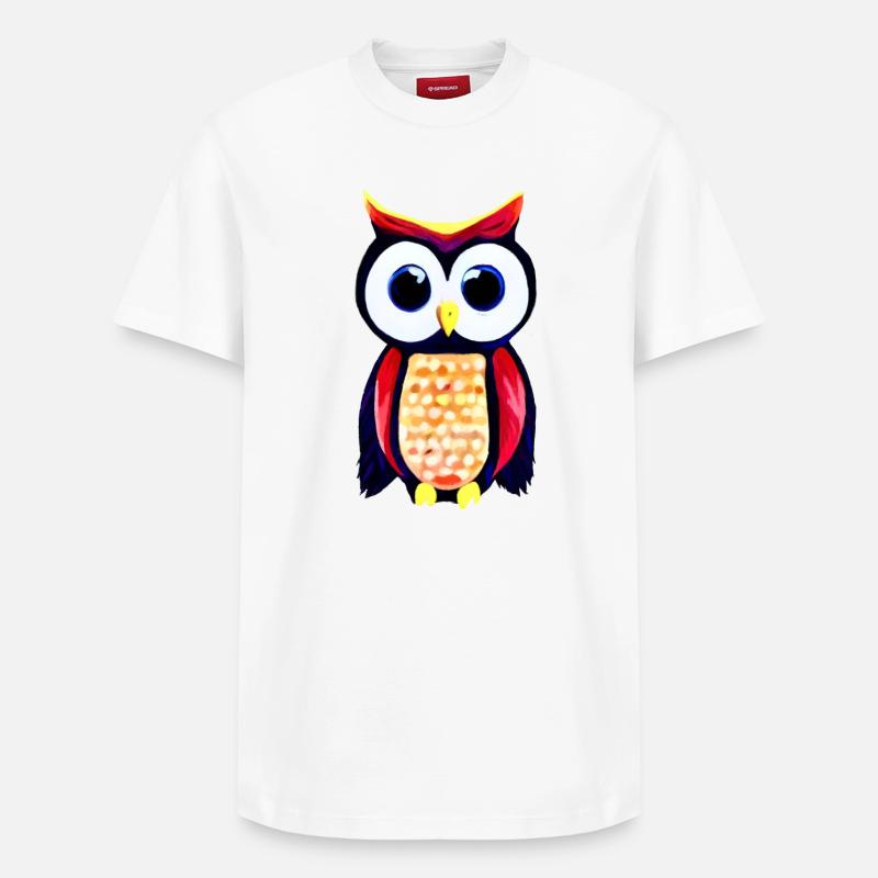 Chouette aux grands yeux curieux - T-shirt unisexe décontracté en coton Supima – de SPREAD - blanc