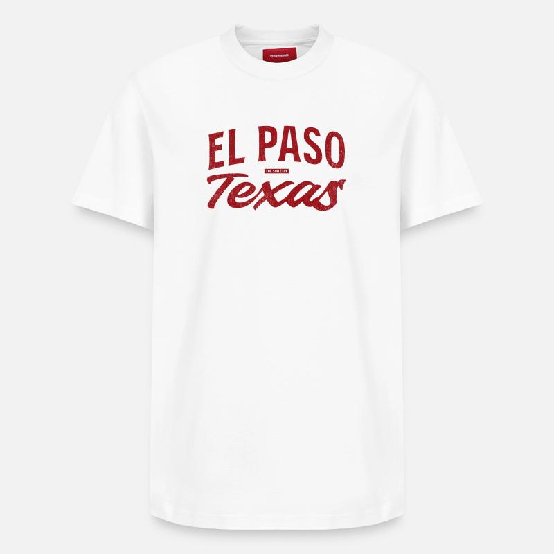 El Paso Texas Retro Script - Relaxed Unisex Supima Cotton T-Shirt – von SPREAD - Weiß