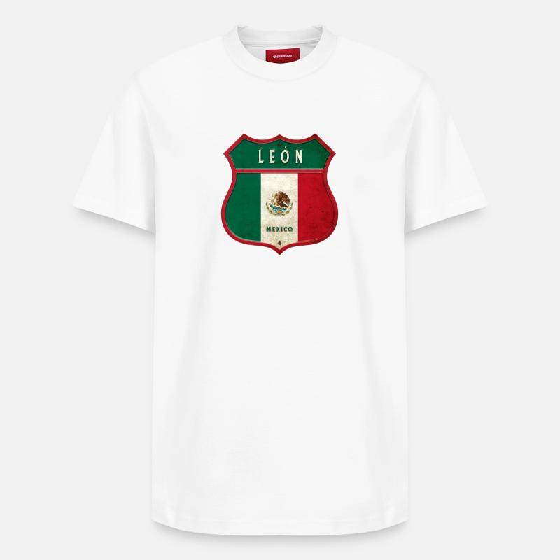 León Mexiko Wappen Design - Relaxed Unisex Supima Cotton T-Shirt – von SPREAD - Weiß
