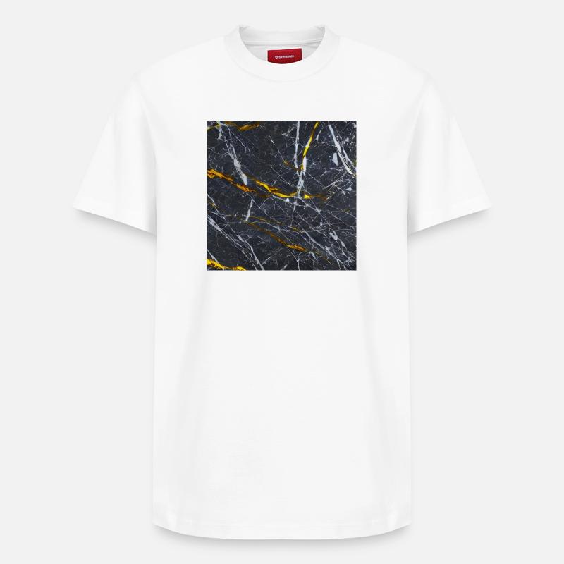 Marbre Texture Or Noir - T-shirt unisexe décontracté en coton Supima – de SPREAD - blanc