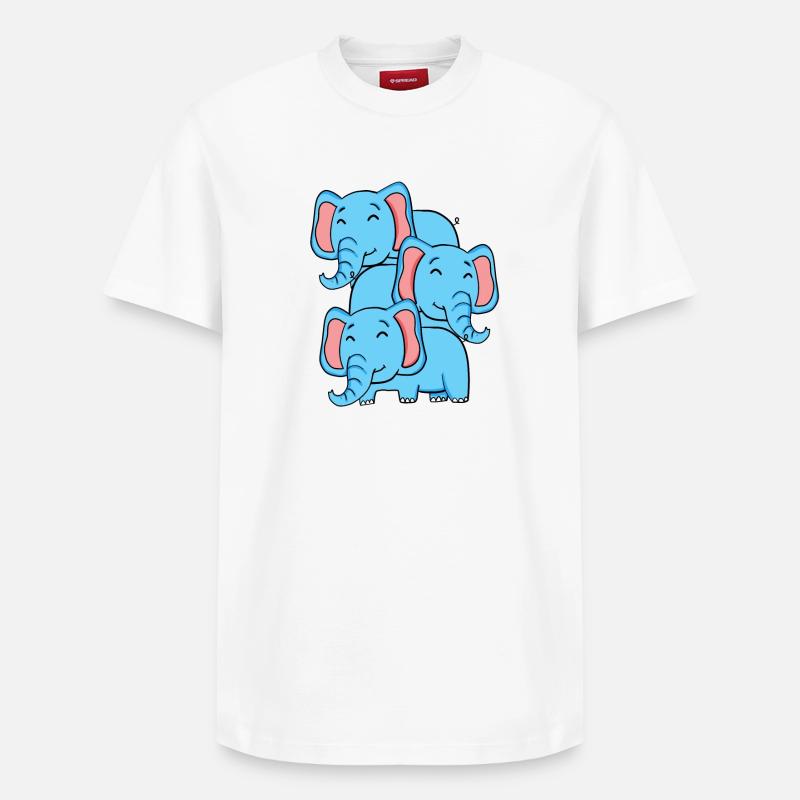 Éléphants mignons - Eléphant - T-shirt unisexe décontracté en coton Supima – de SPREAD - blanc