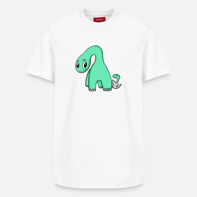 Dinosaure avec bébé dinosaure - T-shirt unisexe décontracté en coton Supima – de SPREAD - blanc