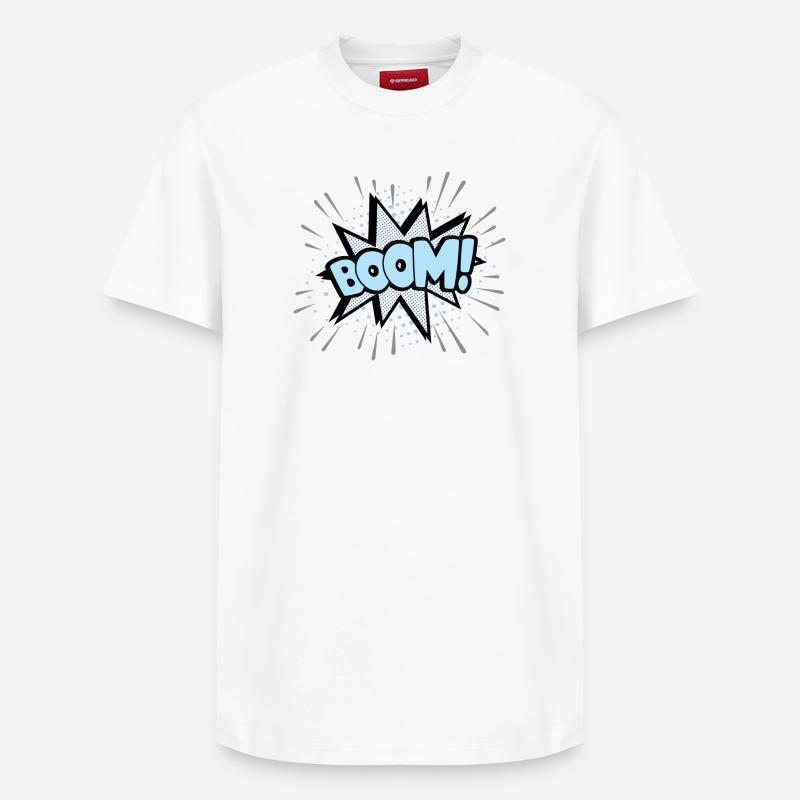 Boom bleu - T-shirt unisexe décontracté en coton Supima – de SPREAD - blanc
