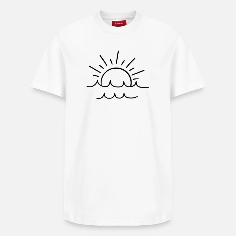 Soleil et vagues - T-shirt unisexe décontracté en coton Supima – de SPREAD - blanc