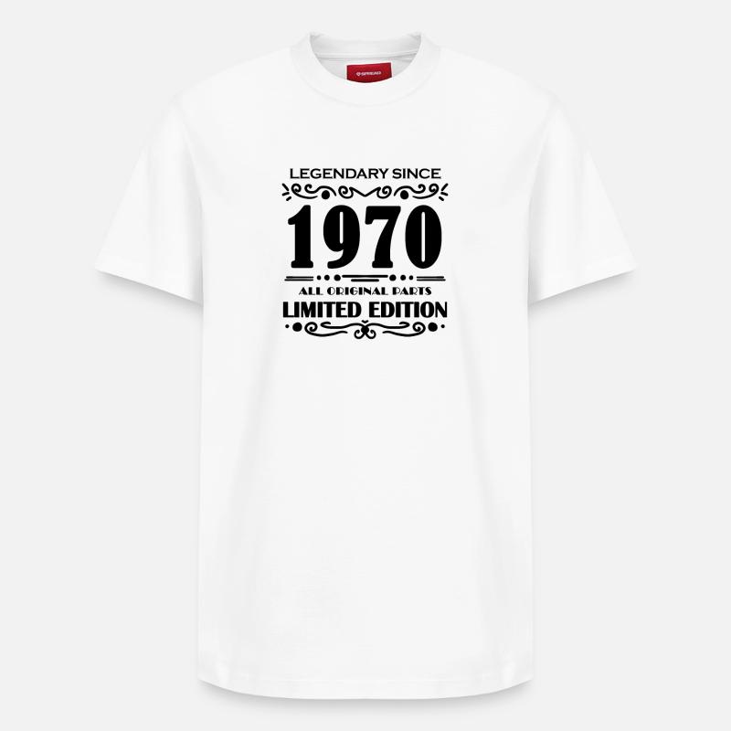 Année de construction 1970 - T-shirt unisexe décontracté en coton Supima – de SPREAD - blanc