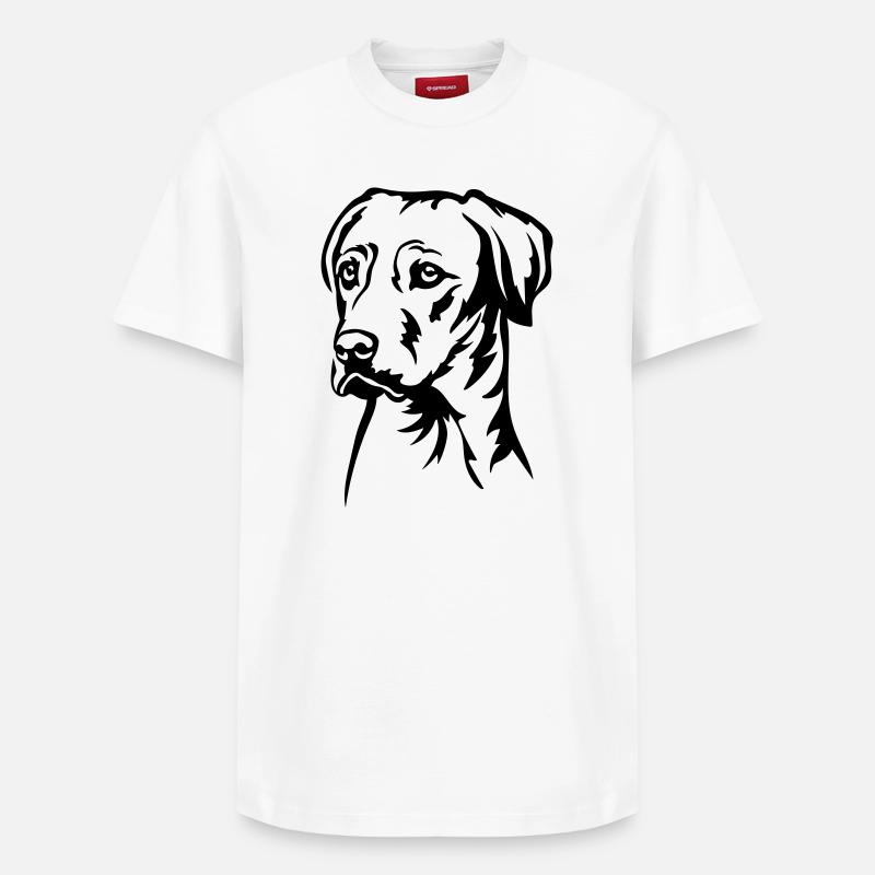 Rhodesian Ridgeback Kopf - Relaxed Unisex Supima Cotton T-Shirt – von SPREAD - Weiß