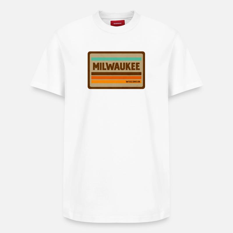 Bannière rétro de Milwaukee - T-shirt unisexe décontracté en coton Supima – de SPREAD - blanc