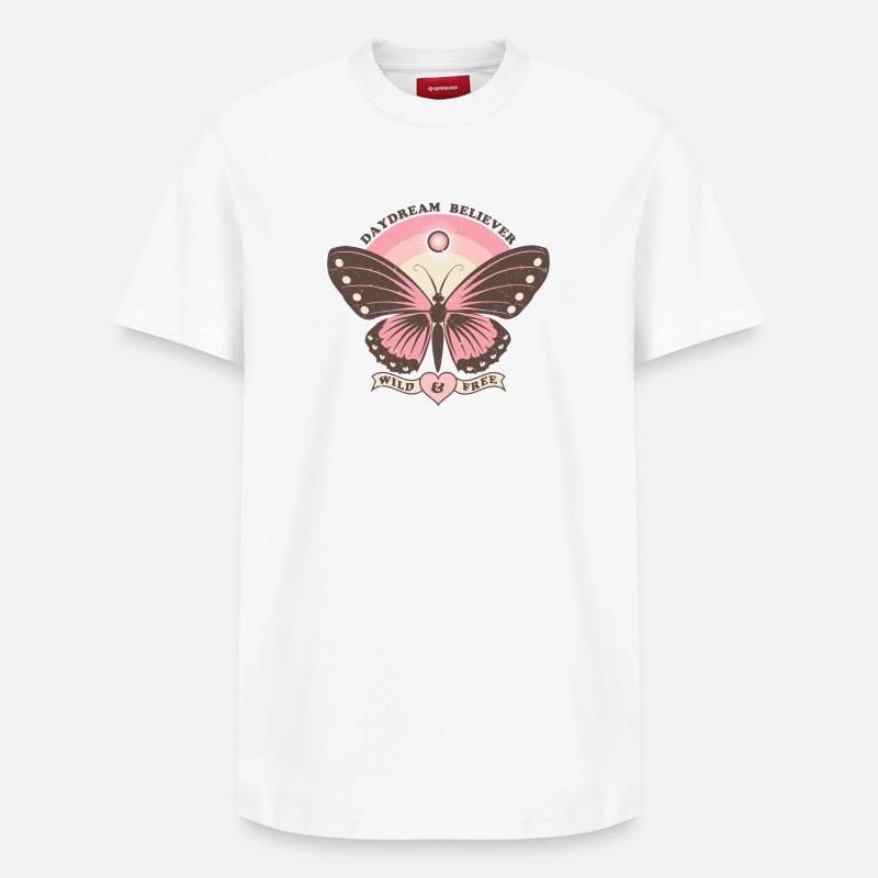 Boho Style Schmetterling - Relaxed Unisex Supima Cotton T-Shirt – von SPREAD - Weiß