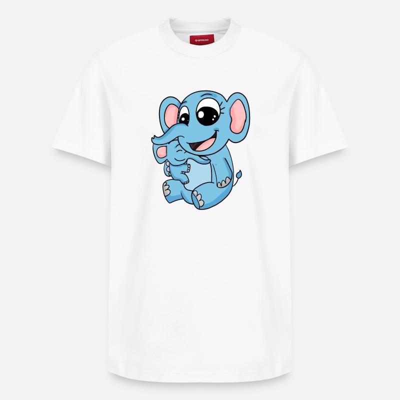 Famille - Eléphant avec bébé éléphant - T-shirt unisexe décontracté en coton Supima – de SPREAD - blanc