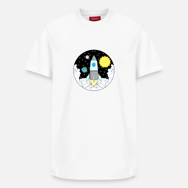 Rocket Space Space - Relaxed Unisex Supima Cotton T-Shirt – by SPREAD - white