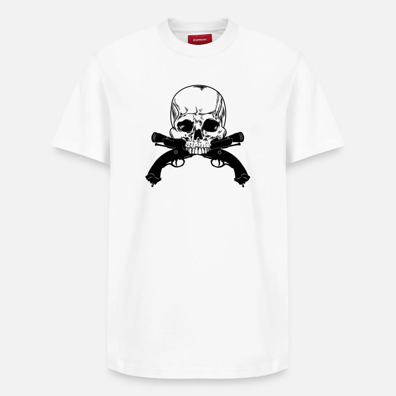 Duel au pistolet crânien - T-shirt unisexe décontracté en coton Supima – de SPREAD - blanc