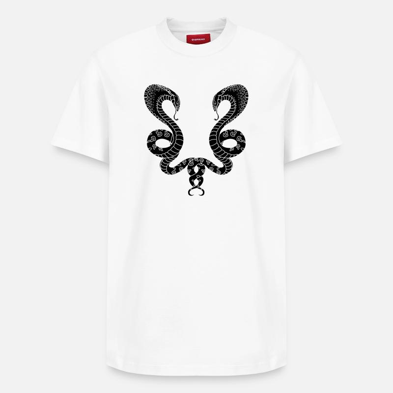 Deux serpents noirs - T-shirt unisexe décontracté en coton Supima – de SPREAD - blanc