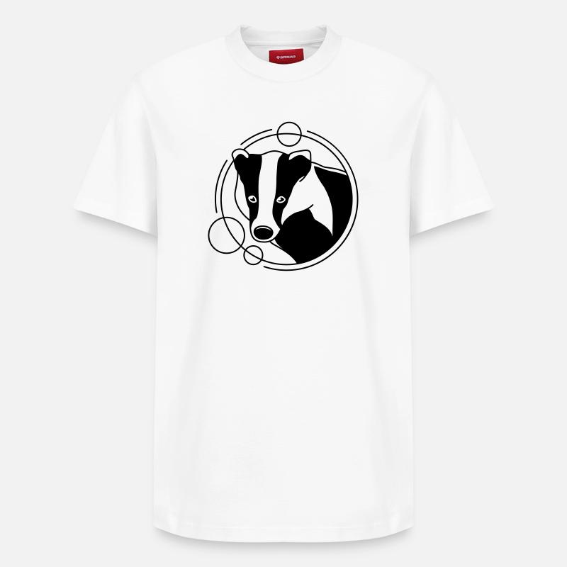 Dachs in geometrischer Form - Line-Art-Design - Relaxed Unisex Supima Cotton T-Shirt – von SPREAD - Weiß