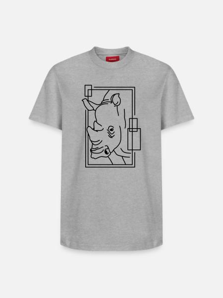 Rhinoceros in geometric design - Relaxed Unisex Supima Cotton T-Shirt – by SPREAD - white
