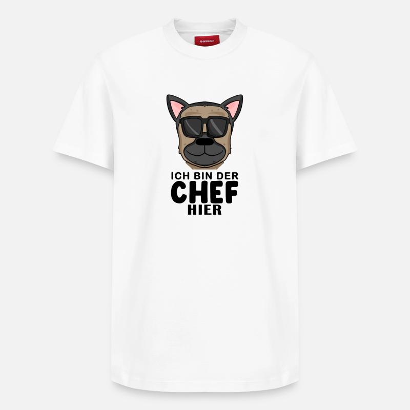 Cool Hund Deutscher Schäferhund Chef Spruch - Relaxed Unisex Supima Cotton T-Shirt – von SPREAD - Weiß
