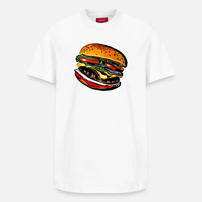 Burger Cheeseburger Restauration rapide - T-shirt unisexe décontracté en coton Supima – de SPREAD - blanc