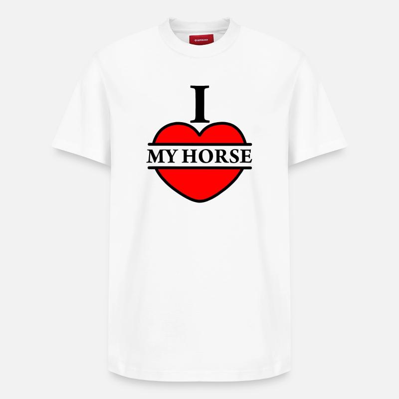 J’aime mon cheval - T-shirt unisexe décontracté en coton Supima – de SPREAD - blanc