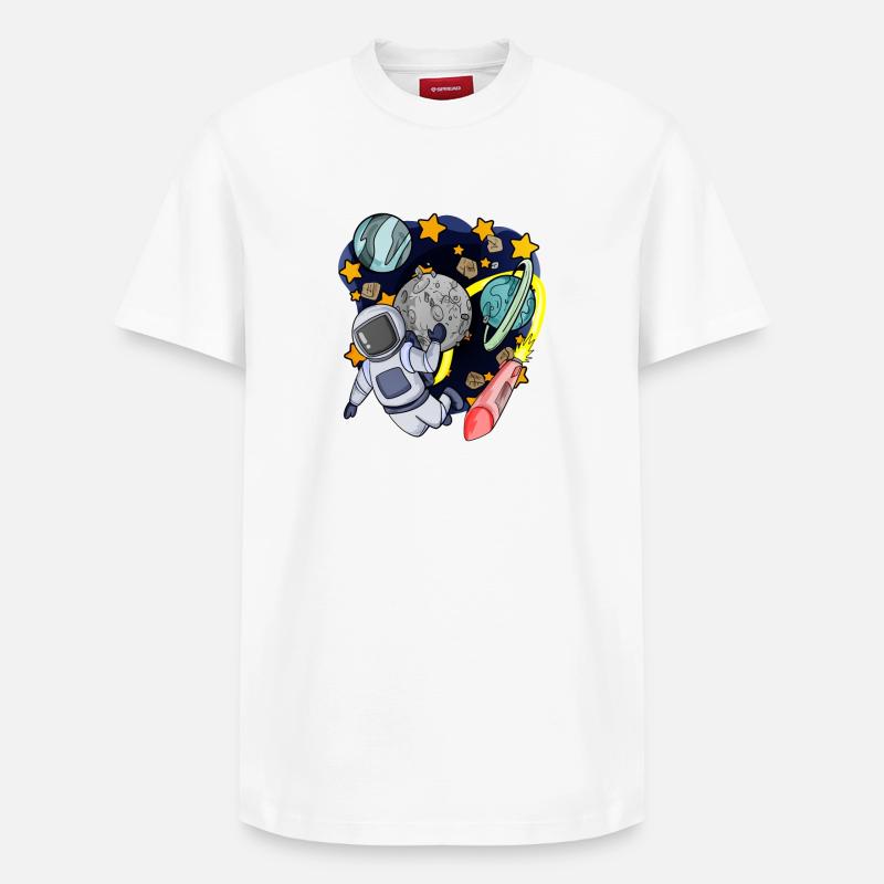 Astronaute dans l’espace - T-shirt unisexe décontracté en coton Supima – de SPREAD - blanc