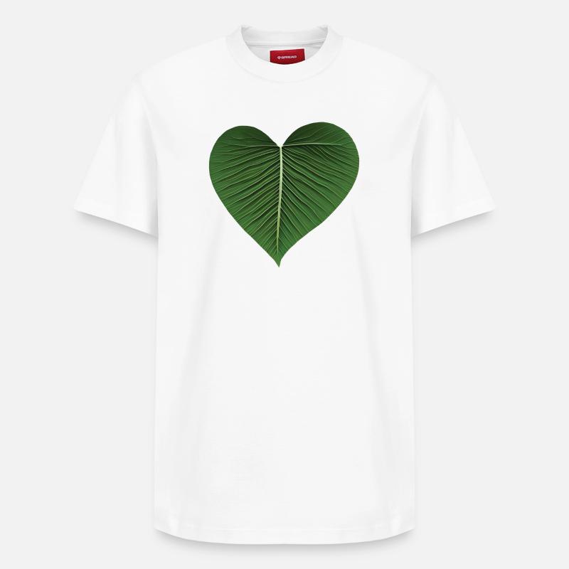 Cœur Feuille Verte - T-shirt unisexe décontracté en coton Supima – de SPREAD - blanc