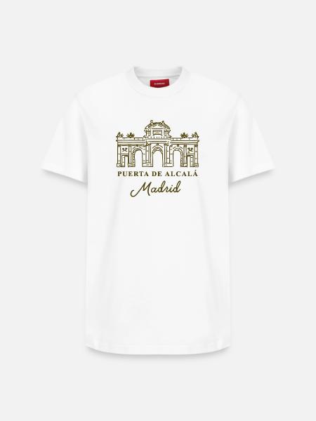 Puerta de Alcalá, Madrid, Spain - Relaxed Unisex Supima Cotton T-Shirt – by SPREAD - white