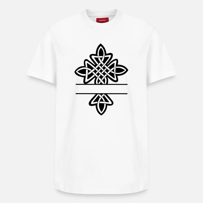 Keltisches Kreuzmonogramm - Relaxed Unisex Supima Cotton T-Shirt – von SPREAD - Weiß