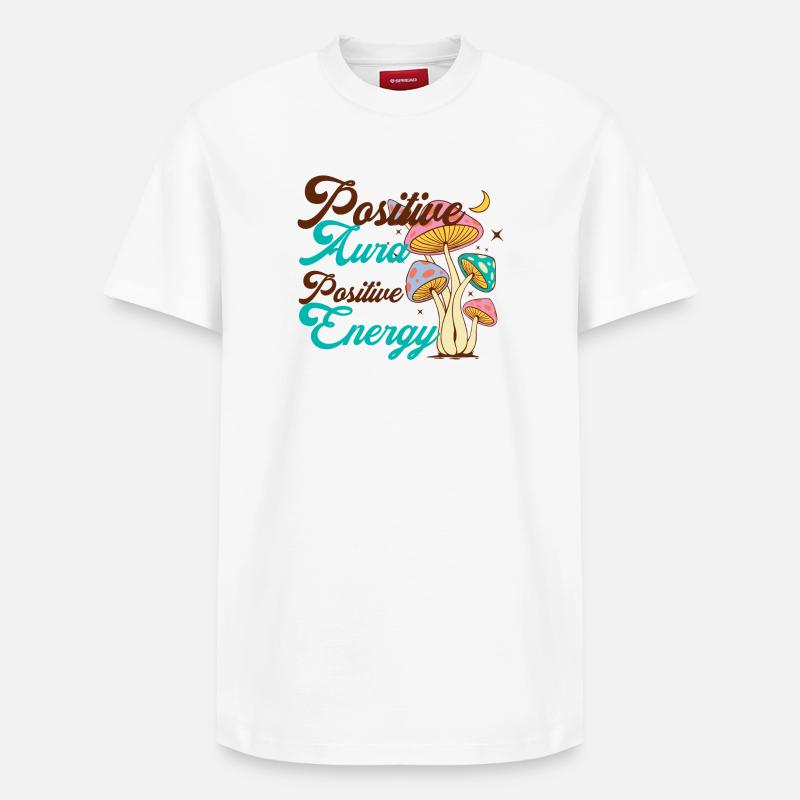 Énergie Champignon Psychédélique - T-shirt unisexe décontracté en coton Supima – de SPREAD - blanc
