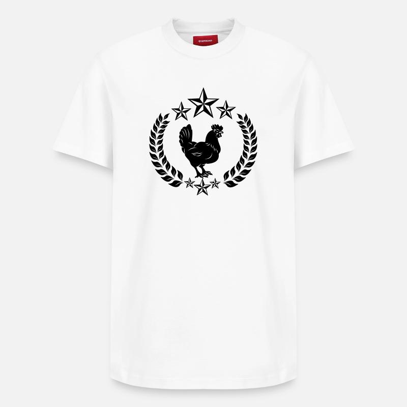 Poulet noir avec étoiles - T-shirt unisexe décontracté en coton Supima – de SPREAD - blanc