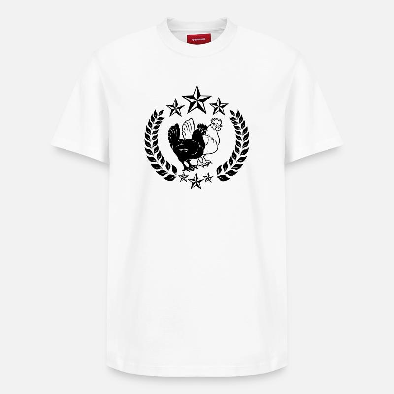 Poulet blanc et noir - T-shirt unisexe décontracté en coton Supima – de SPREAD - blanc