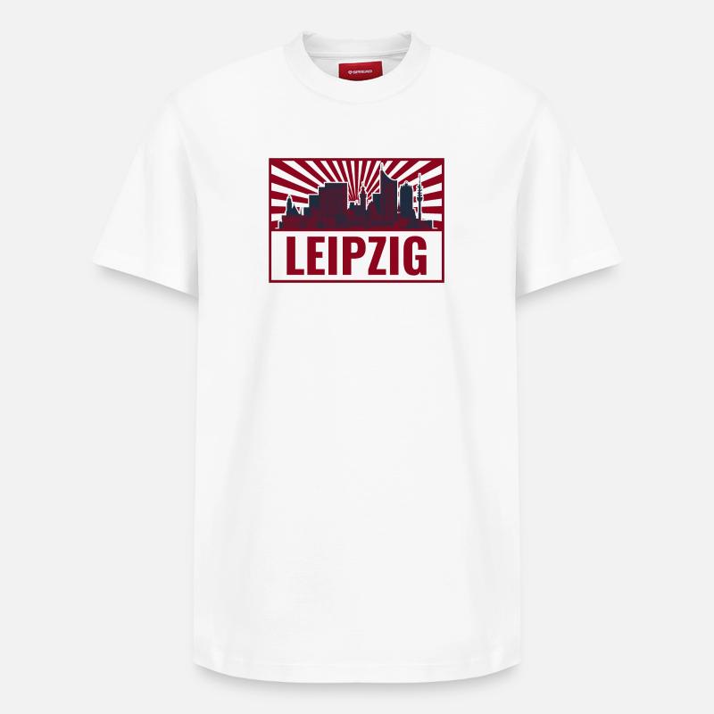 Leipzig Skyline Rétro Red - T-shirt unisexe décontracté en coton Supima – de SPREAD - blanc