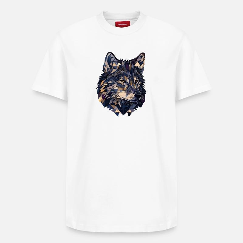 Stylized, geometric wolf - Relaxed Unisex Supima Cotton T-Shirt – by SPREAD - white