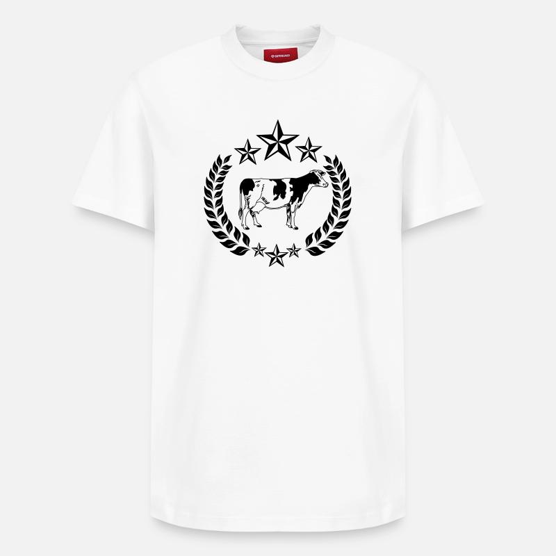 Kuh drei Sterne - Relaxed Unisex Supima Cotton T-Shirt – von SPREAD - Weiß