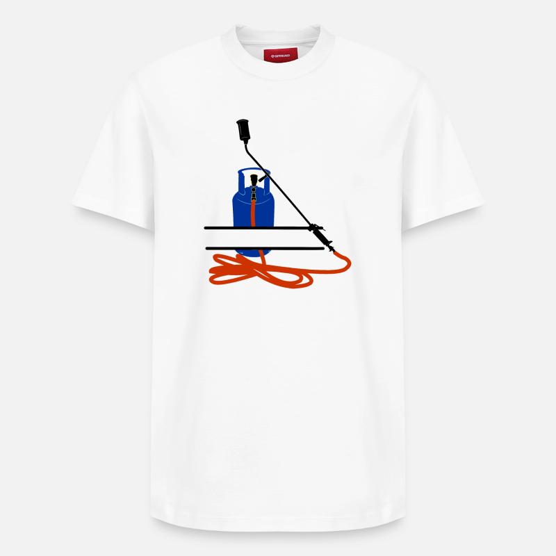 Dachdeckerfirma Monogram Logo Gasflasche - Relaxed Unisex Supima Cotton T-Shirt – von SPREAD - Weiß