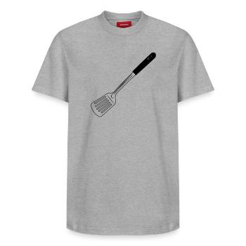 Kitchen utensils baking shovel - Relaxed Unisex Supima Cotton T-Shirt – by SPREAD - white - Front - AI Model Female 172 dark (172cm) & AI Model Male 185 dark (185cm)