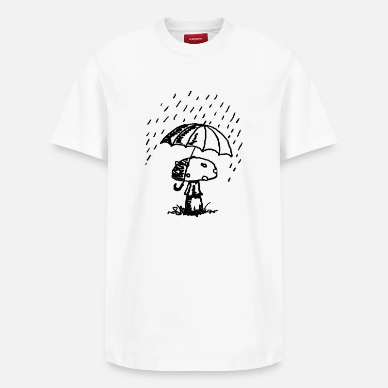 Champignon sous la pluie - T-shirt unisexe décontracté en coton Supima – de SPREAD - blanc