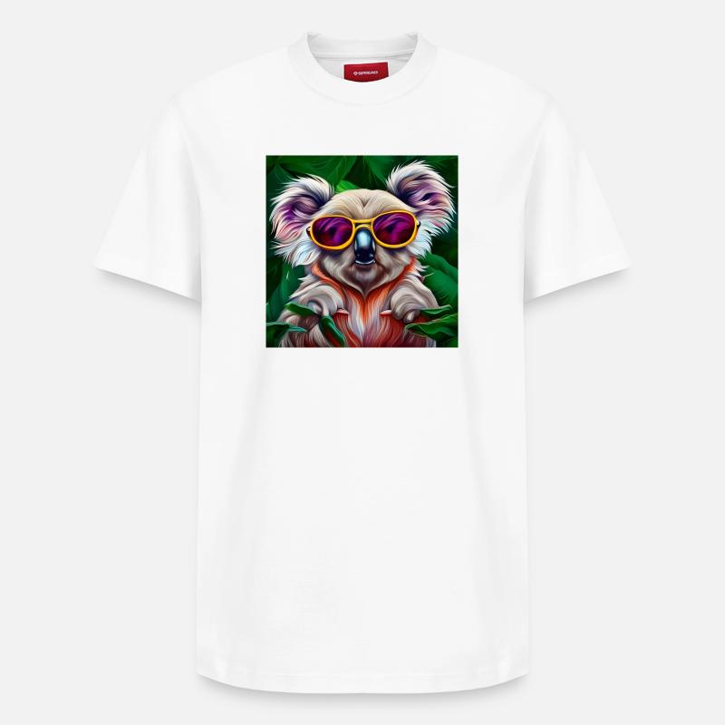 Bunter Koala mit Sonnenbrille - Relaxed Unisex Supima Cotton T-Shirt – von SPREAD - Weiß