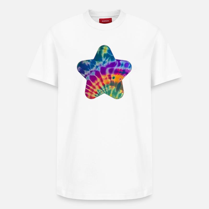 Groovy Tie Dye Star - T-shirt unisexe décontracté en coton Supima – de SPREAD - blanc