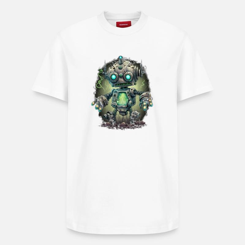 Robot Steampunk Néon - T-shirt unisexe décontracté en coton Supima – de SPREAD - blanc