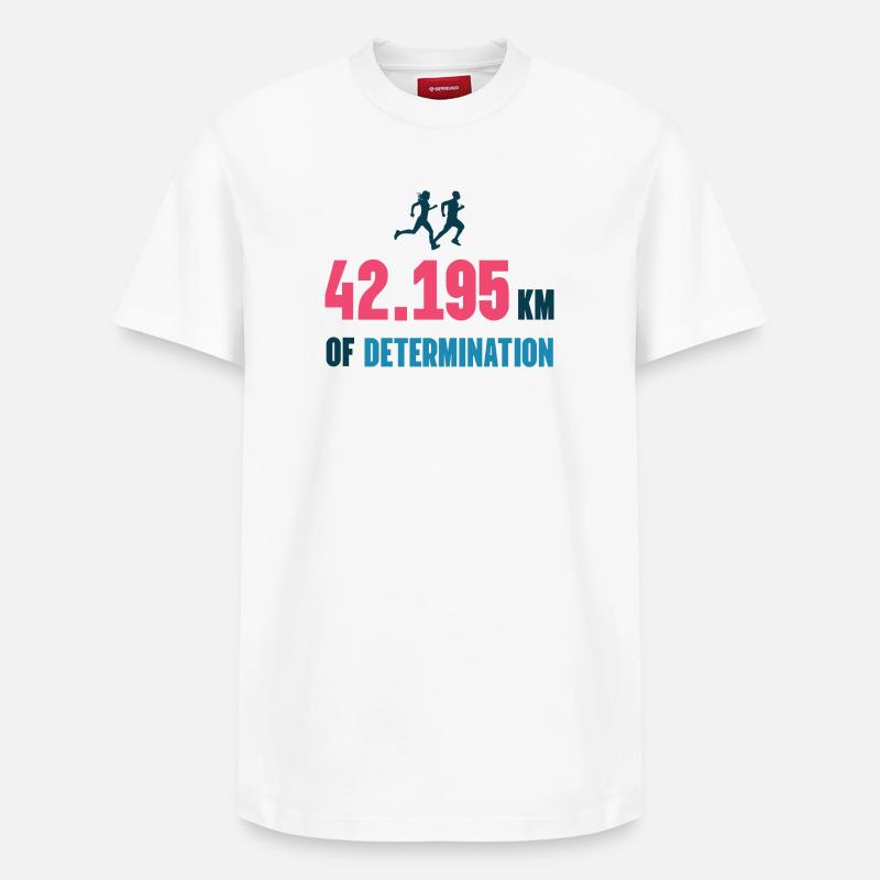 Marathon - 42,195 km de détermination - T-shirt unisexe décontracté en coton Supima – de SPREAD - blanc