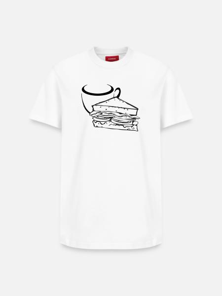 Breakfast Sandwich - Relaxed Unisex Supima Cotton T-Shirt – by SPREAD - white