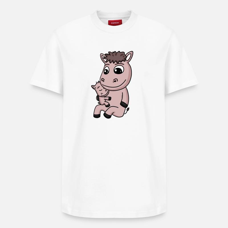 Famille Cheval - Cheval avec bébé - T-shirt unisexe décontracté en coton Supima – de SPREAD - blanc