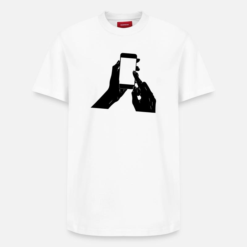Smartphone in der Hand - Relaxed Unisex Supima Cotton T-Shirt – von SPREAD - Weiß