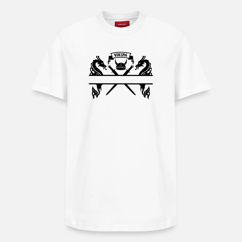 Plaque signalétique viking deux épées, casque - T-shirt unisexe décontracté en coton Supima – de SPREAD - blanc