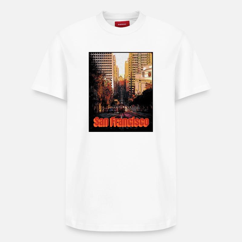Ville de San Francisco - T-shirt unisexe décontracté en coton Supima – de SPREAD - blanc