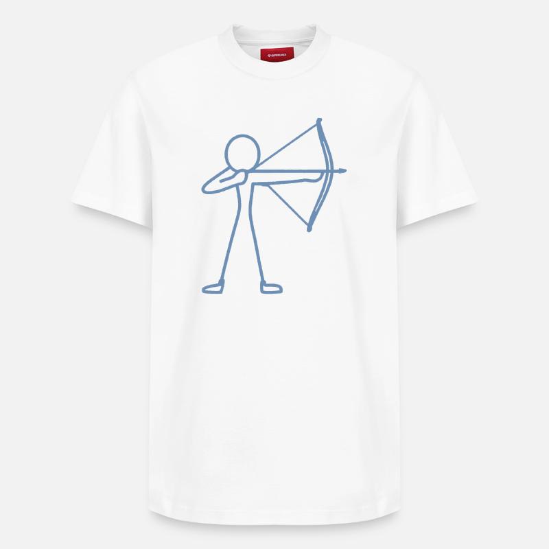 Strichmännchen Bogen Bogenschießen Bogenschütze - Relaxed Unisex Supima Cotton T-Shirt – von SPREAD - Weiß