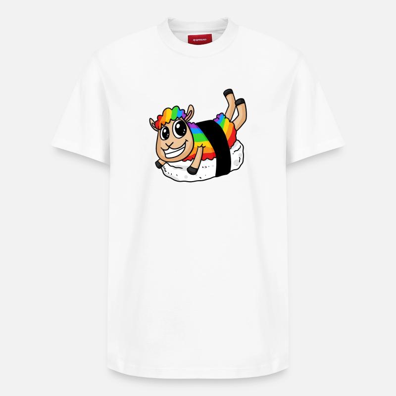 Regenbogen Sushi Schaf - Relaxed Unisex Supima Cotton T-Shirt – von SPREAD - Weiß